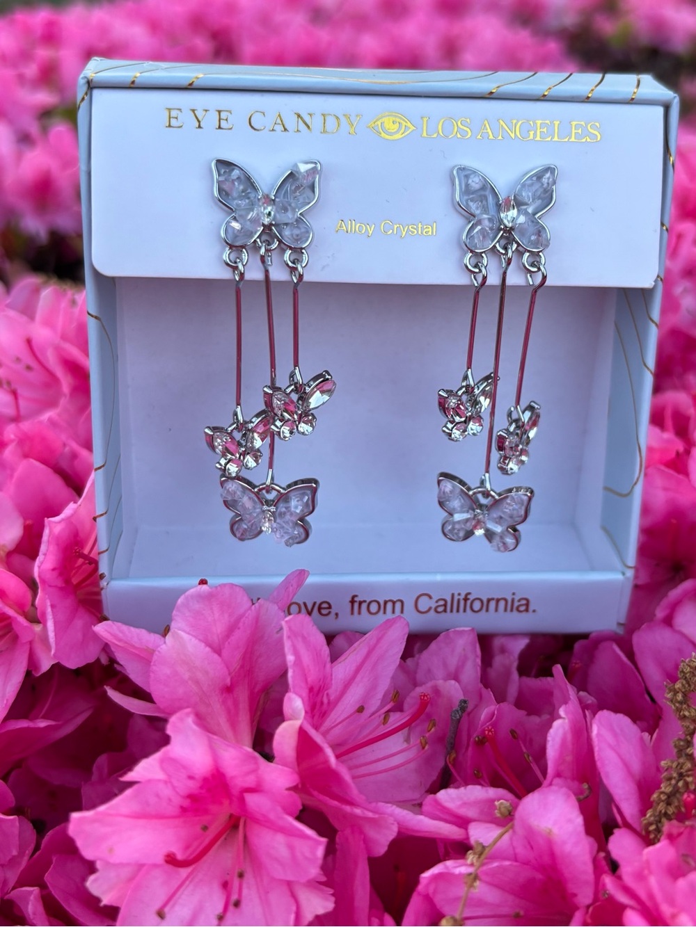 Eye Candy Butterfly Crystal Dangle Earrings